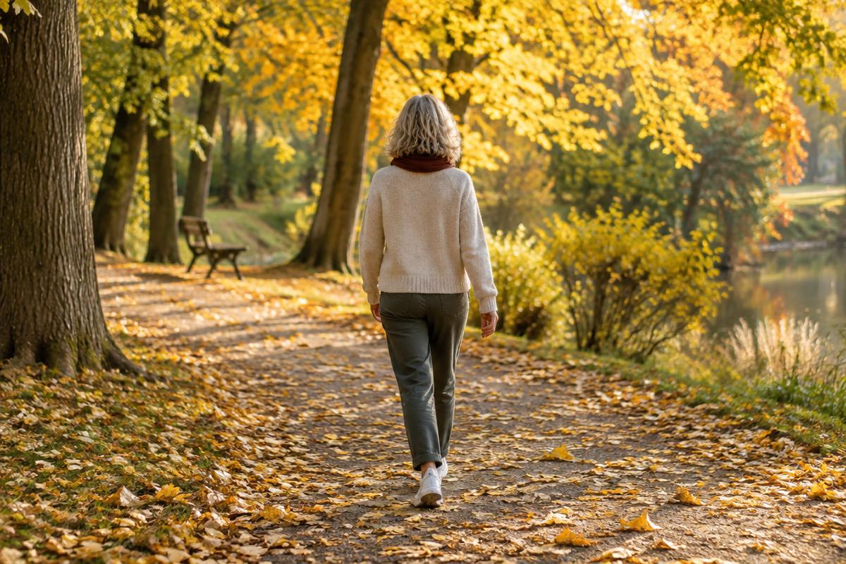 Angstzustände nachts Wechseljahre: Spaziergang am Morgen beruhigt das Nervensystem